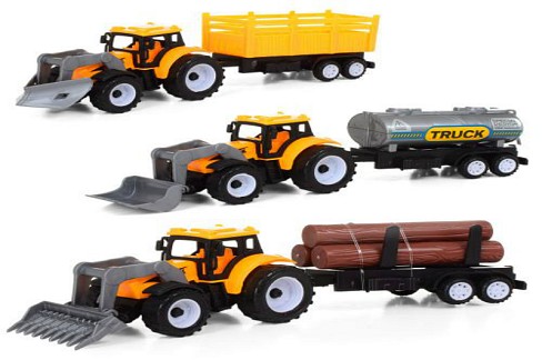 Трактор 1669-151-3-4 (168шт) з причепом, 23см, рухомі деталі, 3види, в кульку, 23-5,5-6см