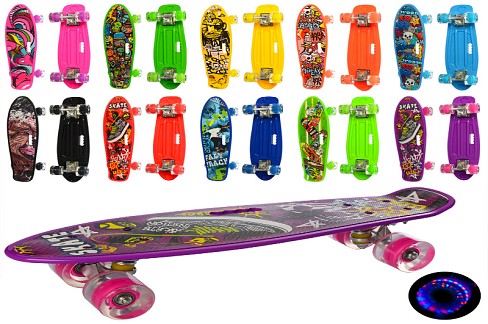 Скейт MS 0749-6 (10шт) пенні 56-14см., колеса ПУ світло, малюнок, розібр., 10 видів, в кул.