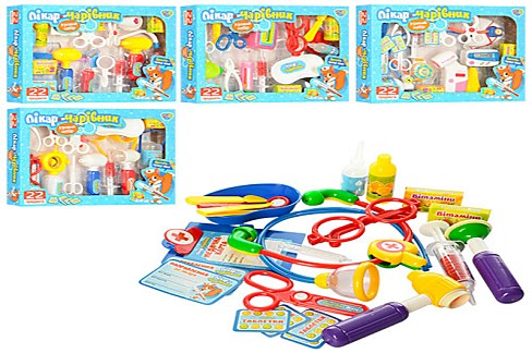 Лікар M 0462 U/R (24шт) шприц, ножиці, інструменти, ліки, 5 видів, в кор-ці, 36,5-25,5-5,5см