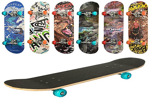 Скейт MS 0321-3 (6шт) (наждак)80-20см,алюм. підвіска, кол ПУ, 7 шарів, 608Z, розібр, 6 видів, в кул.