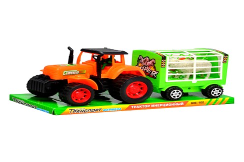 Трактор 906-102 (60шт) інер-й, з причепом, тваринами, в слюді, 31-13-11см