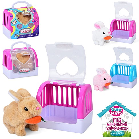 Тварина CH6010 (36шт) зайчик, 16см, ходить, звук, плюш, 3 кольори, на бат-ці, в переносці, в пакеті,