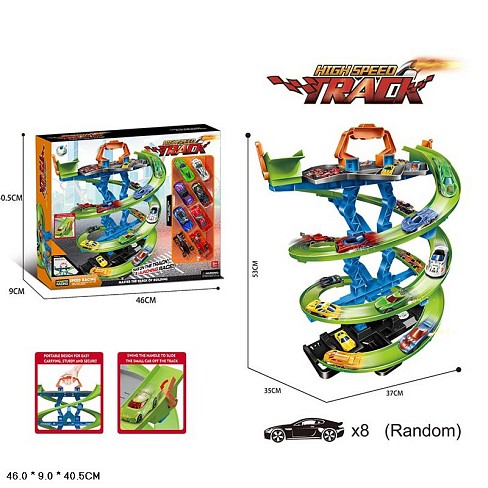 Трек арт. 011-97 (16шт) 8машинок, короб. 46*9*40,5см