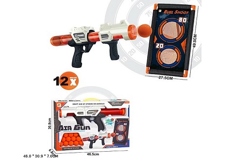 Бластер арт. 923D (24шт/2)  стріляє поролон.кульками,12 кульок в наборі+мішені, короб. 46*30,9*7см