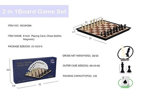 Настільна гра арт.8438A (120шт/2) шахмати,карти,у короб.21*10,5*3см