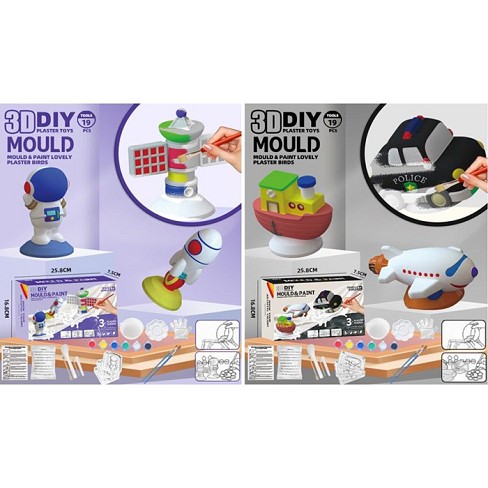 Набiр для творчостi MK 5428 (24шт) гіпс, формочки, фарби 6кольорів, пензлики, інструменти, розмальов