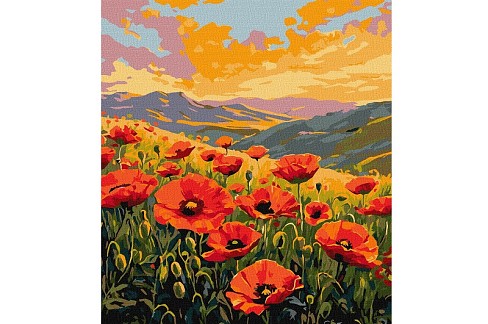 Картина по номерах Тиша серед маків" 40х50см  KHO6385"