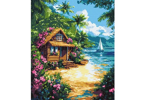 Картина по номерах Будинок у тропіках" 30х40см  KHO6373"