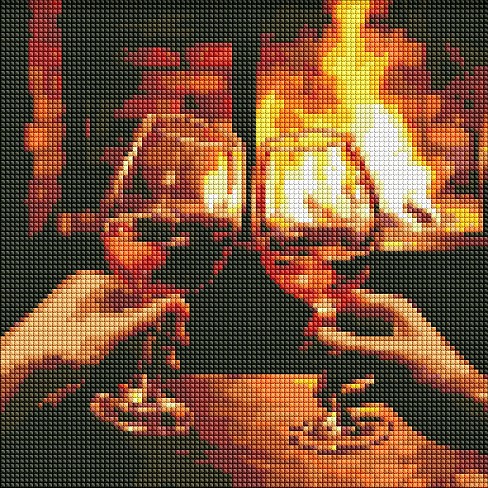 Набір з алмазною мозаїкою Гріємось біля каміна"  30х30см  AMO7859"