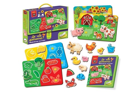 Гра розвиваюча Vladi Toys з липучками. Де чиє дитинча? Вивчаємо кольори. VT1310-05 (укр)