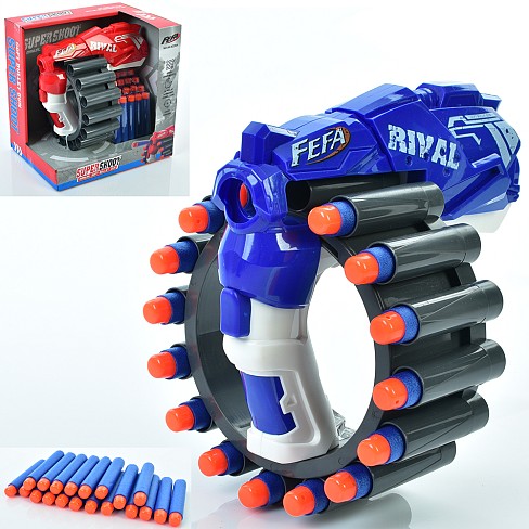 Пістолет AK-9228A (18шт) 18см, м'які кулі 20шт, 2 кольори, в кор-ці,20-20,5-15см