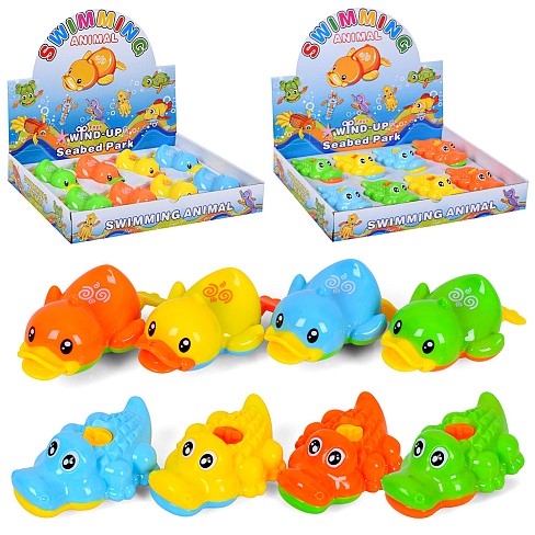 Водоплаваюча іграшка 222-Z-666-Z Упак8шт(288шт) 12см,заводна,2вид(качка, крокодил), 8шт(4коль) в дис