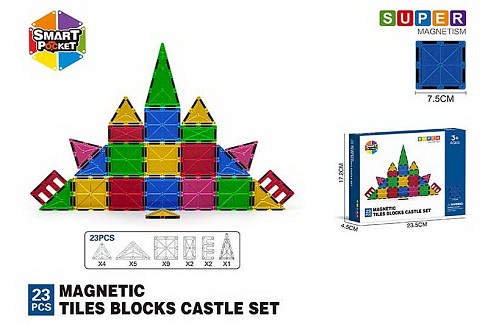 Магнітний конструктор арт. S-1004 (36шт/2)   23дет.,  короб. 23,5*4,5*17см