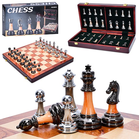 Шахи TD202343 (2шт) дерев'яні, фігури, в кор-ці, 46-24-8см