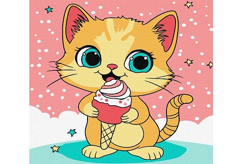 Набір для розпису по номерах  для дітей Малинове морозиво" 25х25cm  KHO6260"