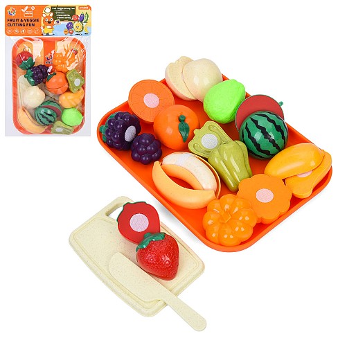 Продукти W8013 (48шт) на липучці, фрукти, овочі, піднос, дошка, ніж, у пакеті, 22,5-34-5см