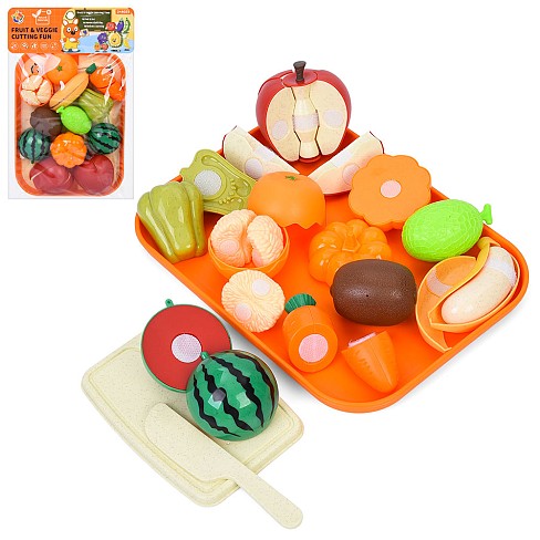 Продукти W8016 (48шт) на липучці, овочі, фрукти, піднос, дошка, ніж, у пакеті, 22,5-34-5см