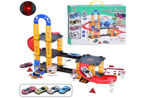 Гараж 0908-70A (24шт) 50-33-20см, машинка 4шт, звук, світло, на бат-ці, в кор-ці, 43-32,4-5см