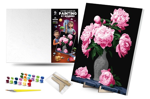 Набір для розпису по номерах  QB900-037 Букет півоній" 40х50см qbee"