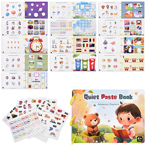 Гра HT030 (24шт) навчальний альбом, навчальна книга, книга-наліпки, дошкільне навчання,картон,у пак.