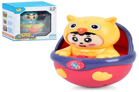 Неваляшка 855-211A-212A (36шт) 13см, музика, світло, 2 види, на бат-ці,в кор-ці, 13-16-11см