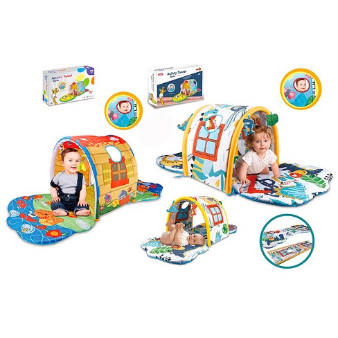 Килимок для немовляти 023-62-62D (6шт) 138-65-в53см, 2 дуги+тунель, м'які підвіски 4шт, 2 види, в ко