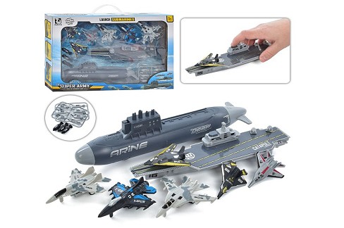 Набір з транспортом T074B (18шт) морський флот, 8 предметів, снаряди, в кор-ці, 41,5-28-7см