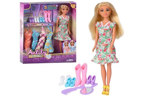 Лялька з вбранням 616822 (12шт) 30см, плаття, взуття, дзеркало, гребінець, в кор-ці, 26-32-5,5см