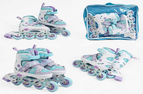 Ролики 802-5 S розмір 29-33 (6) колір Бірюзовий, устілка 18-20 см, колеса PU, d коліс – 6 см, підсві