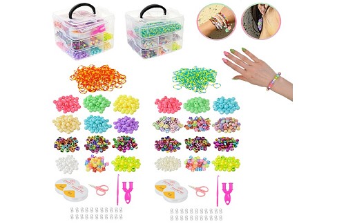 Бісер арт. 330-146/147 (48шт) 2 види мікс, триповерховий бокс, бісер, намистини, гумка,  бокс 13,5*1