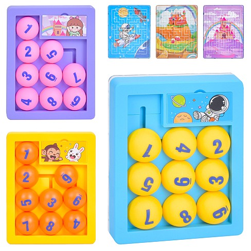 Гра R138-49 (156шт) логічна, 2в1 (п'ятнашки, лабіринт), 9,5-12-2,5см, 3 кольори, у пакеті, 14-16-2,5