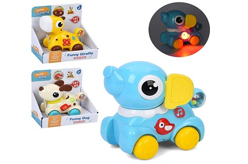 Гра 66005-6-7 (48шт) тварина на колесах, 15см, музика, світло, рухливий хвіст-тріскачка, прорізувач,
