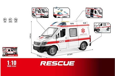 Машинка WY 1152 A (18) Швидка допомога", підсвічування, звуки, інерція, двері відчиняються, масштаб"