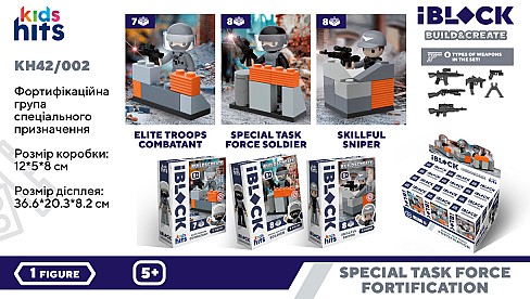 Конструктор Kids hits IBLOCK JUNIOR арт. KH42/002/1/2/6 (72шт)  3вида, 12шт/диспл. боксі,7дет.+ набі