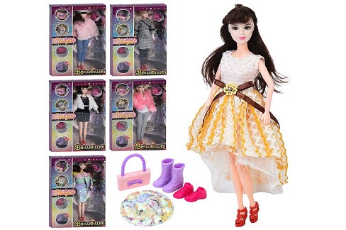 Лялька FD0465-66-67-68 (36шт) 30см, шарнірна, капелюх, взуття, сумка, 6 видів, в кор-ці, 22-32,5-6см