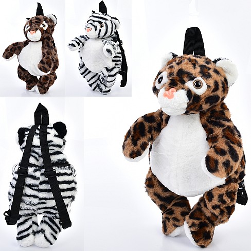 Рюкзак FG240408161A (45шт) тигр/леопард, д41-21-14см, 1відділення, застібка-блискавка, плюш, 3 види,