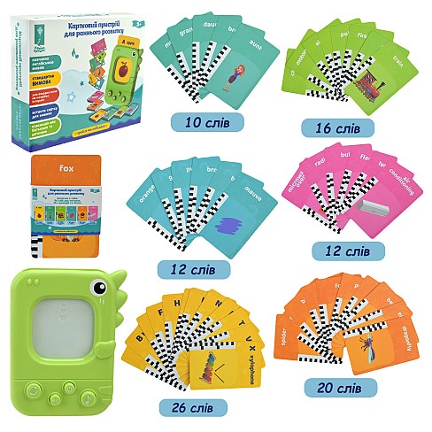Картковий пристрій арт.PL-724-01 (96 шт/2) навчання англ., 96 учбових карток, 6 тем, в кор.15,5*12