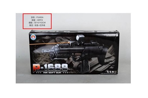 Автомат арт.P1689A (48шт) кульки,батар.,лазер,короб. 38*19,5*3см