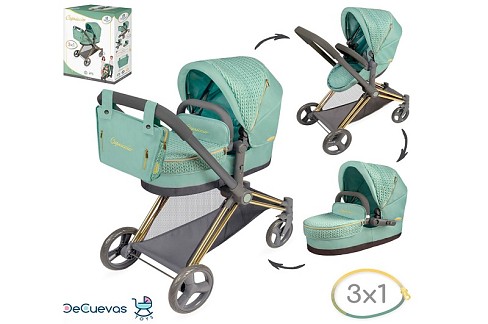 Коляска 81773 (3шт) для ляльки, трансформер, 3в1, ш38-д65-в79см, висота до ручки 73см, люлька 49-23с