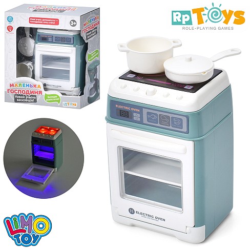 Побутова техніка YH129-7G (54шт) плита, 15см, звук, світло, посуд, на бат-ці, в кор-ці, 17-20-9,5см