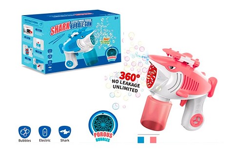 Мильні бульбашки 666-11 (30шт) пістолет-акула, 17см, світло, запаска 7-4,5см, 2 кольори, на бат-ці,