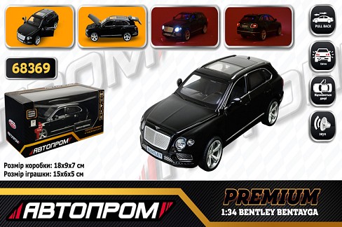 Машина мет. АВТОПРОМ арт. 68369 (48шт/2) 1:34 BENTLEY BENTAYGA, батар, світло, звук, відкр.двері, ко