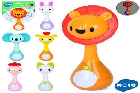 Брязкальце 3134 (48шт) тварина 14,5см, прорізувач, 6видів, на листі, в кульку, 14-19-4см