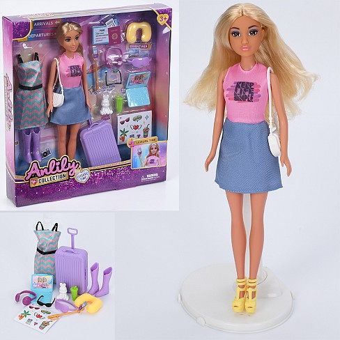 Лялька 636111 (24шт) 29см, вбрання, валіза, сумка, аксесуари, наліпки, в кор-ці, 29-32-5см