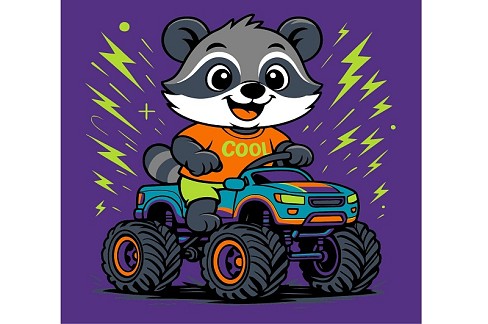 Картина по номерах для дітей Єнот на машині" 25х25см  KHO1311"