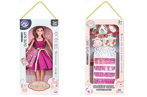Лялька арт. TG247A (30шт/2)   в стильній сукні, з аксесуарами короб. 15*15*35 см