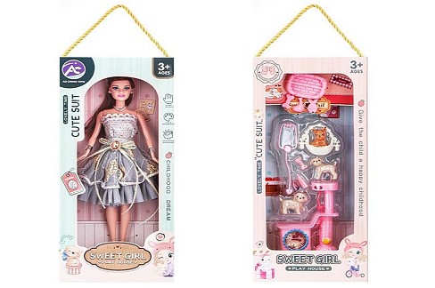 Лялька арт. TG247A-4 (30шт/2)   в стильній сукні, з аксесуарами короб. 15*15*35 см