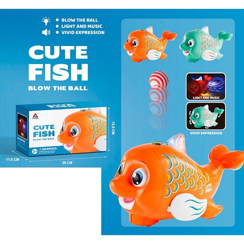 Музична іграшка FW338-1A (36шт) рибка, 21см, музика, світло, їздить, випускає повітря, 2 кульки, 2 к