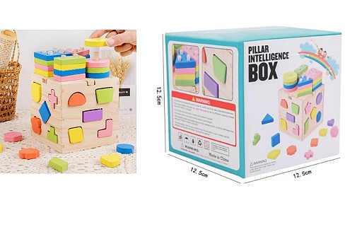 Дерев'яна іграшка арт. C15047 (48шт) куб-сортер у коробці 12,5*12,5*12,5см