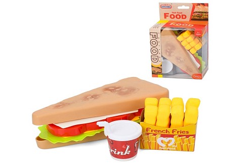 Продукти 623-524 (108шт) фаст-фуд, сендвіч, картопля фрі, стакан, в кор-ці, 11,5-17,5-6см